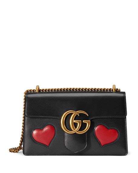 gg marmont medium heart shoulder bag black multi